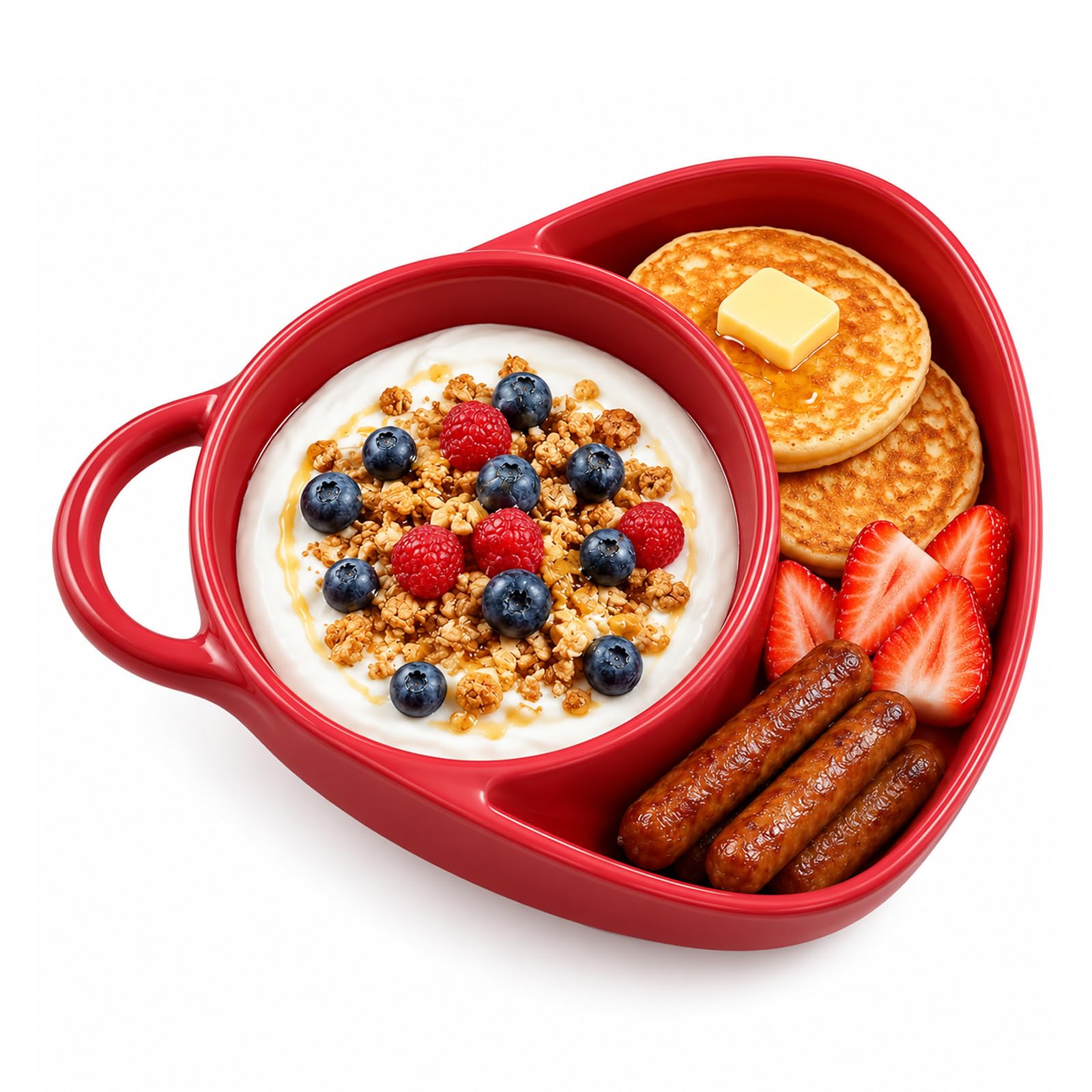 Soup and Sandwich Ceramic Bowl with Bread Holder,24oz Divided Plate (Plastics-2)