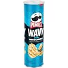 Pringles Wavy Potato Crisps Chips, Lunch Snacks, On the Go Snacks, Sharp White Cheddar, 4.8oz Can 1 Can
