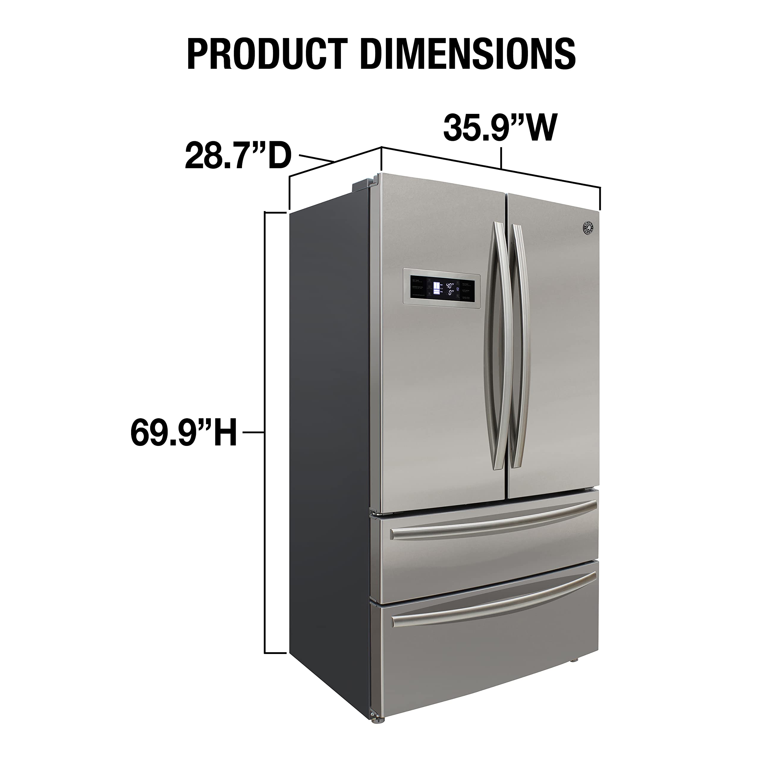 Brama French Door Refrigerator With Ice Maker And Dual Drawer Bottom Freezer, 20.7 Cu.Ft. Capacity With Adjustable Shelves Counter Depth Stainless Steel Exterior, 36-Inch, Metallic on Fridge.com - View 6