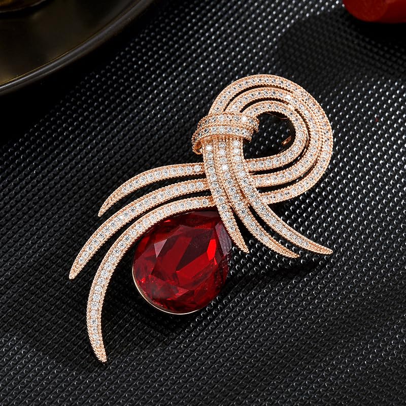 Image of Rhinestone Brooch for Women Rhinestone Brooches Pins Crystal Lapel Pin Jewelry Christmas Valentine's Day Gift for Wife Girlfriend