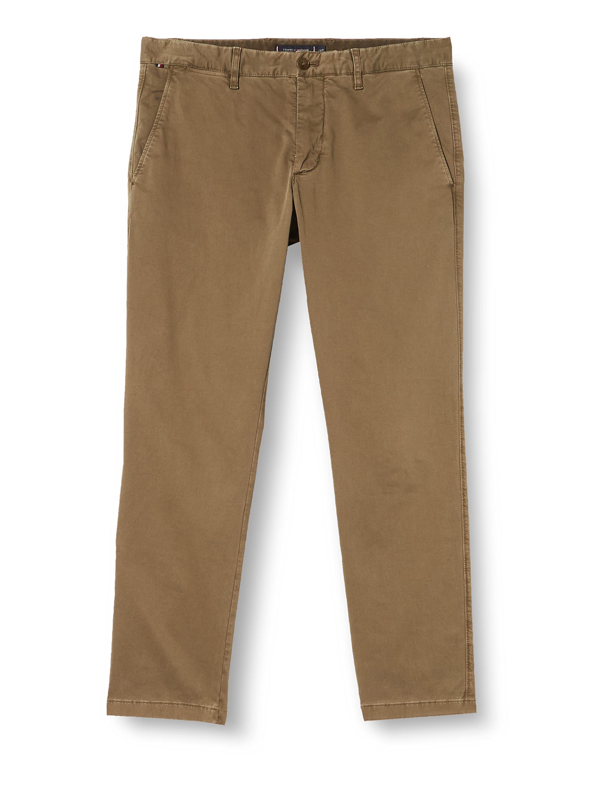 Tommy Hilfiger Men's Khaki (Faded Military) Bleecker Th Flex Satin Gmd Trousers Chino, Green (Faded Military), 33W / 28L