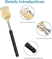 Vista 2 de SinLoon 5 Pack Telescoping Back Scratcher, Gift Manual Back Scratchers, Metal Portable Extendable Back Scratcher, Stainless Steel Back Massager Tool
