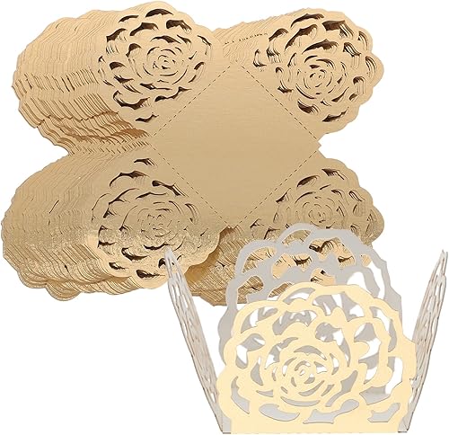 NUOBESTY Papel de regalo blanco, 100 unidades de envoltorios de chocolate, tazas de dulces, tazas para hornear, envoltorios de trufas de boda, papel