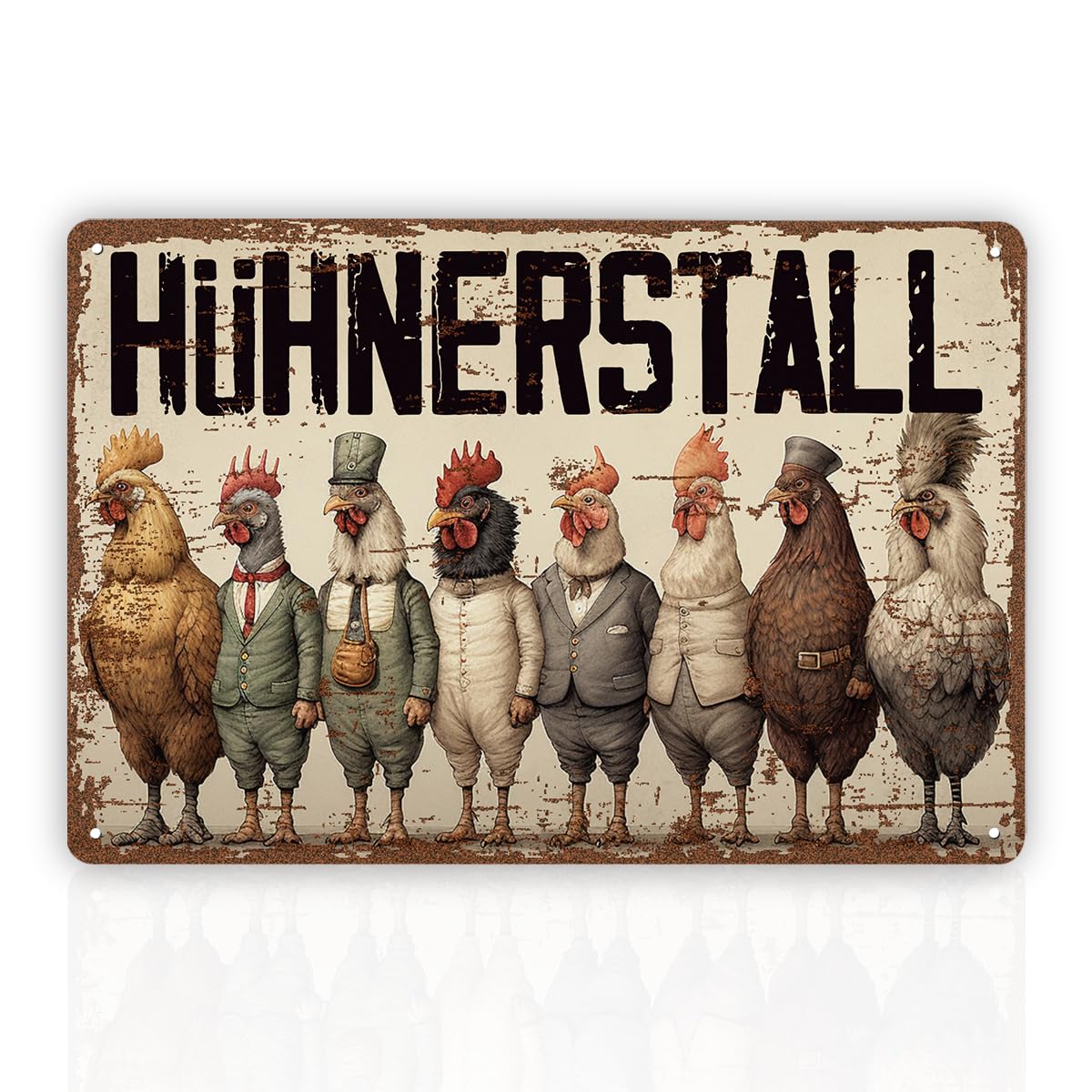 Backyard Chicken Coop Rustic Tin Sign, 11.8x7.9in