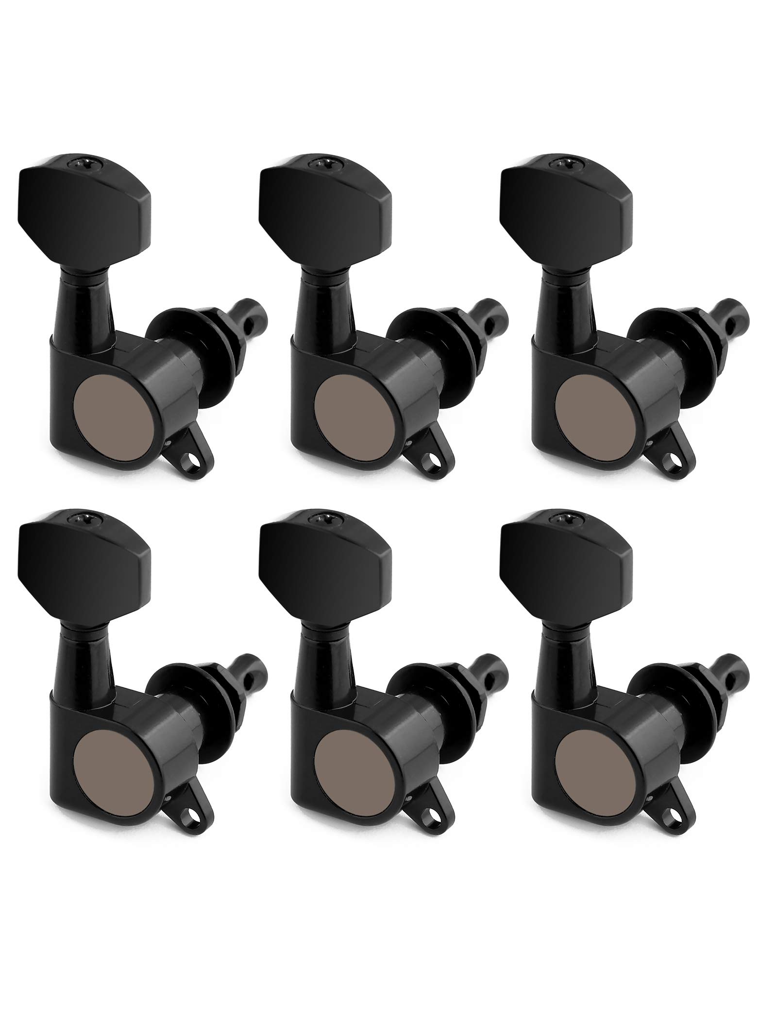 Holmer Clavijas de afinación de cuerda selladas, máquinas de afinación, cabezales de máquina Grover, teclas de afinación, 6 en línea, para guitarra acústica diestra o guitarra eléctrica, color negro.