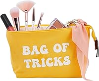 Vista 3 de Glamlily Paquete de 6 pequeñas bolsas de maquillaje de lona para cosméticos para mujeres con cremallera, 3 colores y diseños (8 x 4 x 6 pulgadas)