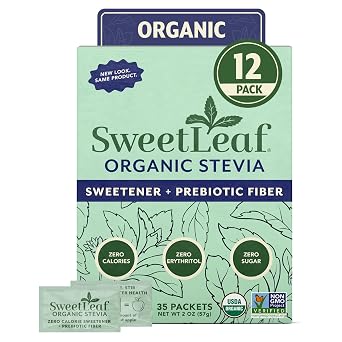 SweetLeaf Organic Stevia Powder Packets - Zero Calorie Sweetener with Stevia Leaf Extract, No Artificial Sweetener Additive, Sugar Free, Keto Friendly, Non GMO, Gluten Free - 35 Packets Pack of 12