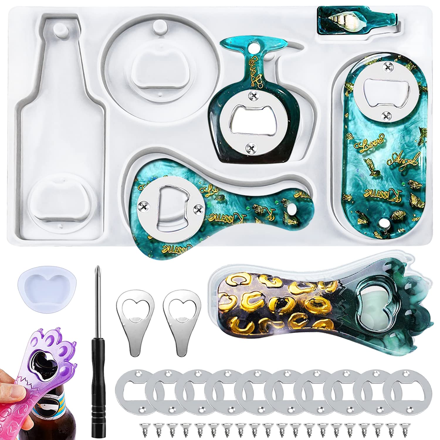 Kit de Moules à Décapsuleur en Résine Époxy avec Accessoires