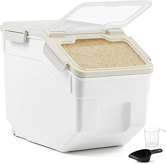 ABOUT SPACE 10-Kg Rice Container- Airtight Rice Storage Container with Measuring Cup & Rice Shovel - Rice Barrel Dispenser-Moisture Proof Kitchen Organiser for Cereals,Pulses&Pet Food