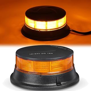 AOHEWEI Luce di Avvertimento LED Ambra, 3 Modalità Lampeggiante & 4 Modalità Rotante 12/24V 30 LED Stroboscopica per Macchine Agricole Veicoli Commerciali Scuolabus Trattori Escavatori Camion
