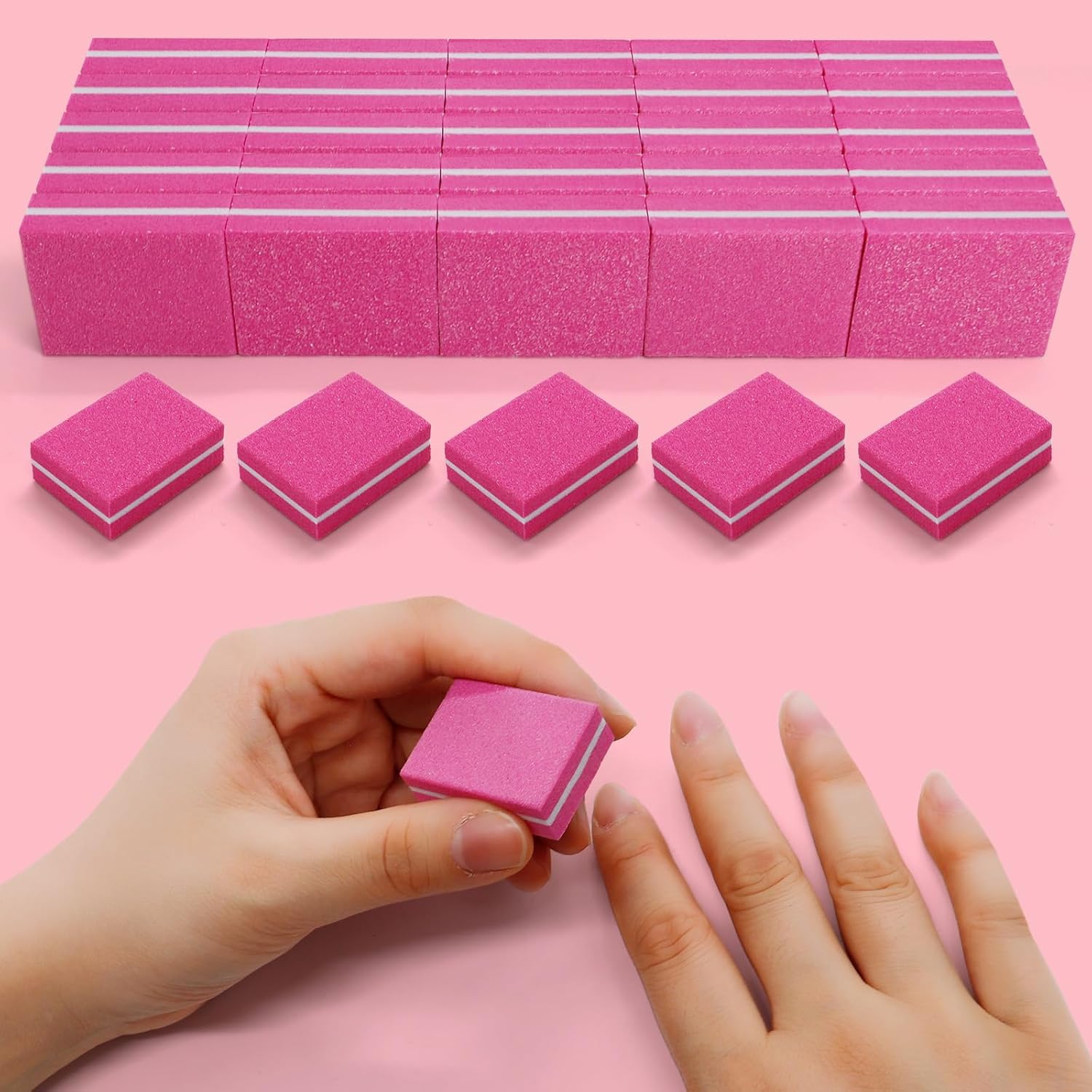 Nail Buffers (30 Pack), Mini Nail Buffer for Acrylic Nails and Natural Nails, 80/80 Grit Nail Buffer Block Manicure Tool