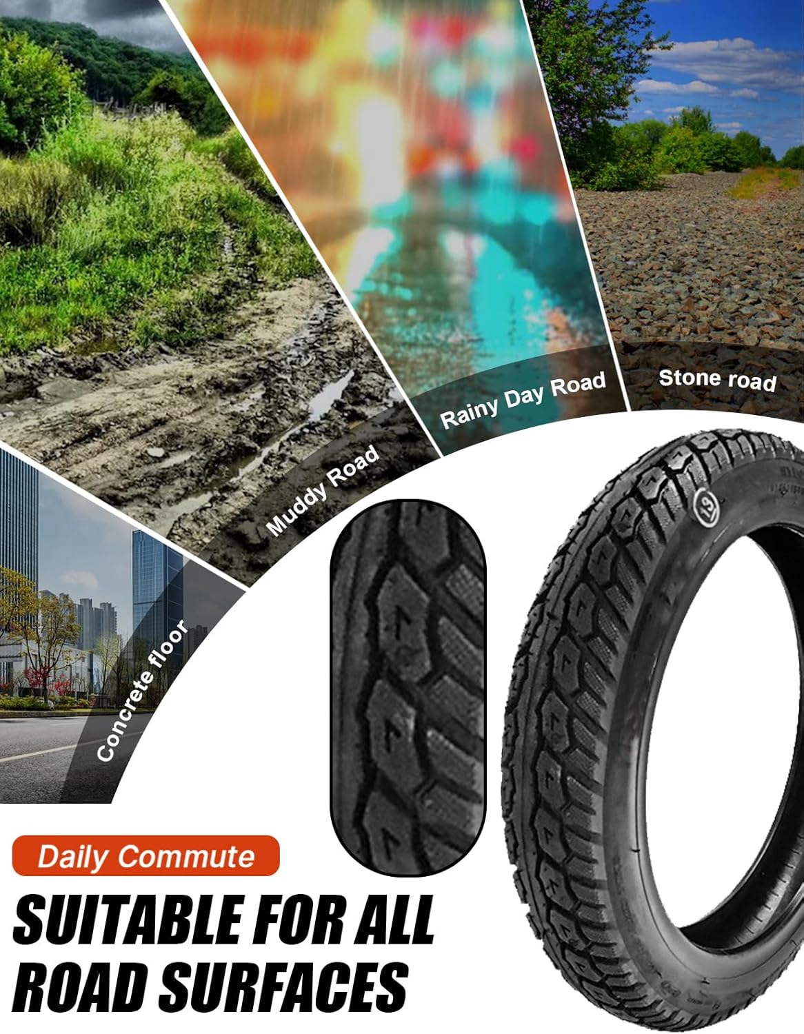 2 Pack Electric Bike 14 Inch Tire 14x2.125(57-254) Explosion-Proof Bicycle Tire Tubeless Puncture Resistant Ebike Tire Suitable for E Bikes for Men, Kids, 44-55 PSI