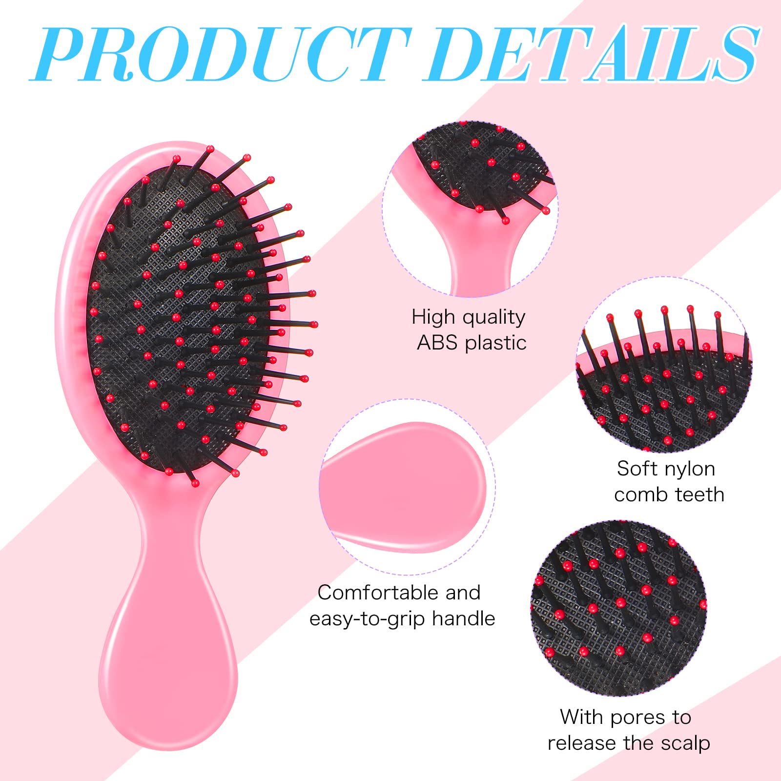 Paquete de 36 mini cepillos desenredantes para cabello seco y húmedo, cepillos para desenredar el cabello para niños pequeños, cepillo desenredante de cerdas suaves, cepillo de viaje para mujeres y