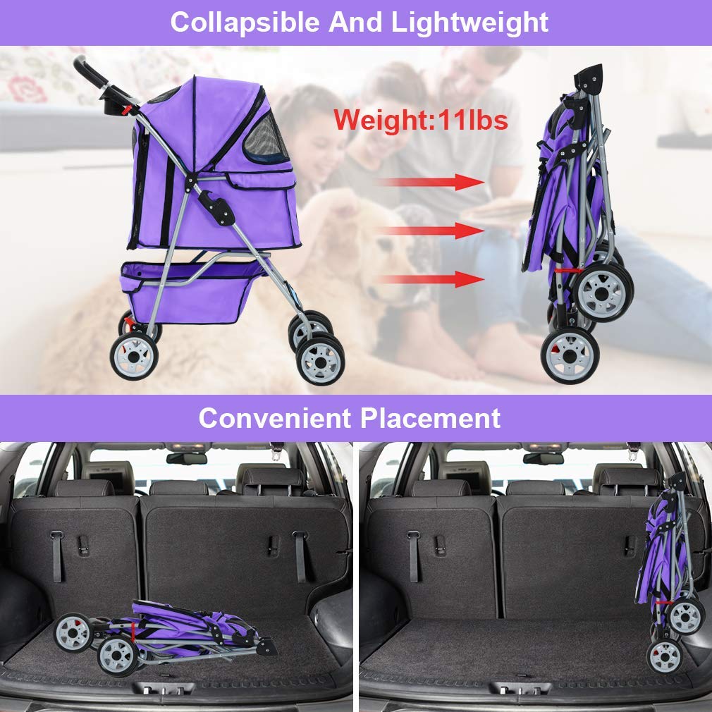 BestPet Pet Stroller Cat Dog Cage Stroller Travel Folding Carrier : Pet Supplies