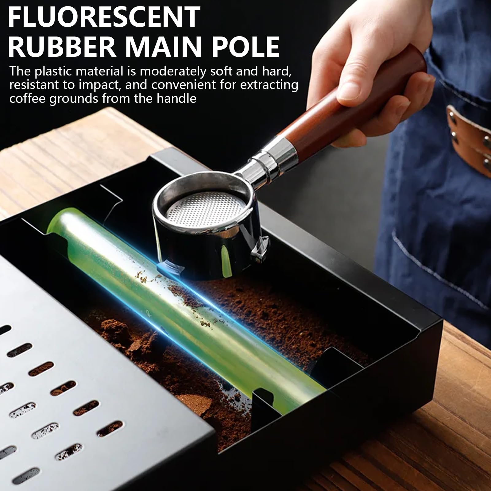 Recipiente para café para posos de café, recipiente para portafiltros, acero inoxidable, apto para todas las máquinas de café estándar (negro, 36 x 28 x 10 cm)