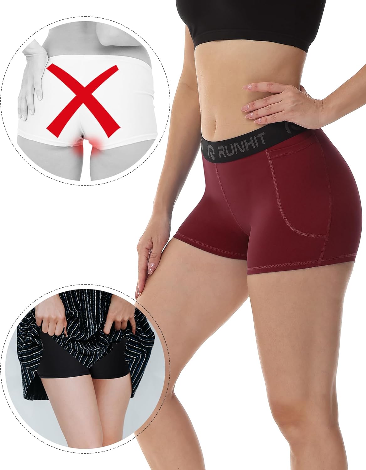 Runhit 3" Volleyball Shorts Womens 3 Pack Compression Shorts for Women Spandex Shorts Women Workout Athletic Yoga Gym - Image 4