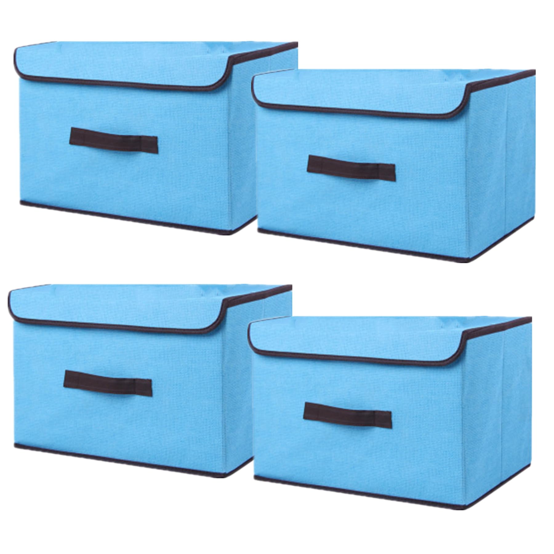 NCRGB Folding Storage Box with Lid (36×23×24cm/4 Pack, Blue)