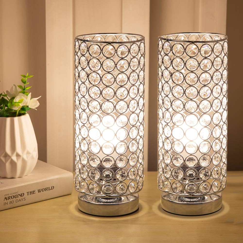 focondot Crystal Table Lamp, Decorative Nightstand Room Lamps, Bedside ...
