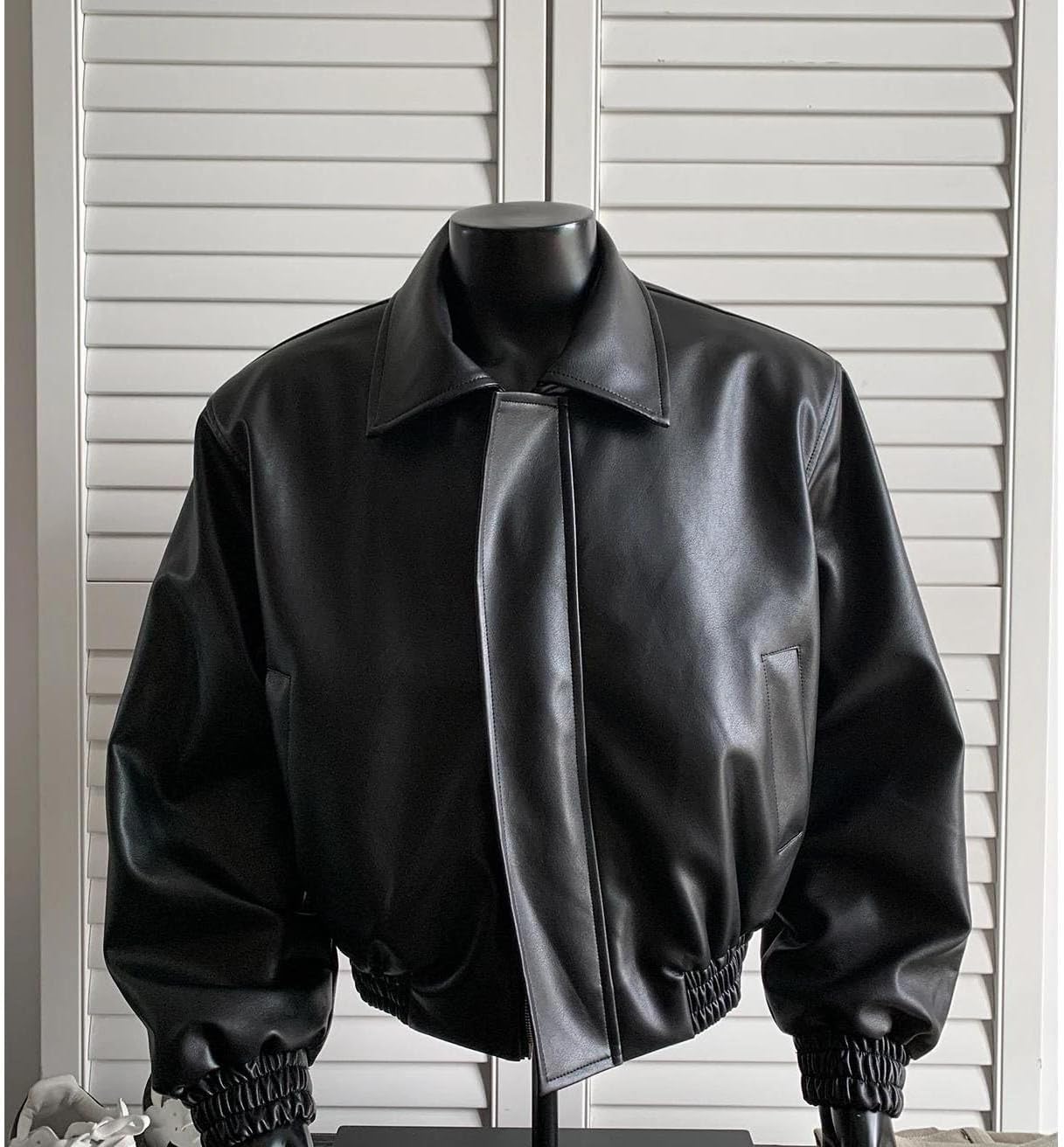 Men’s Lightweight Faux Leather Jacket Spring Casual Motorcycle Coat Comfortable Stylish