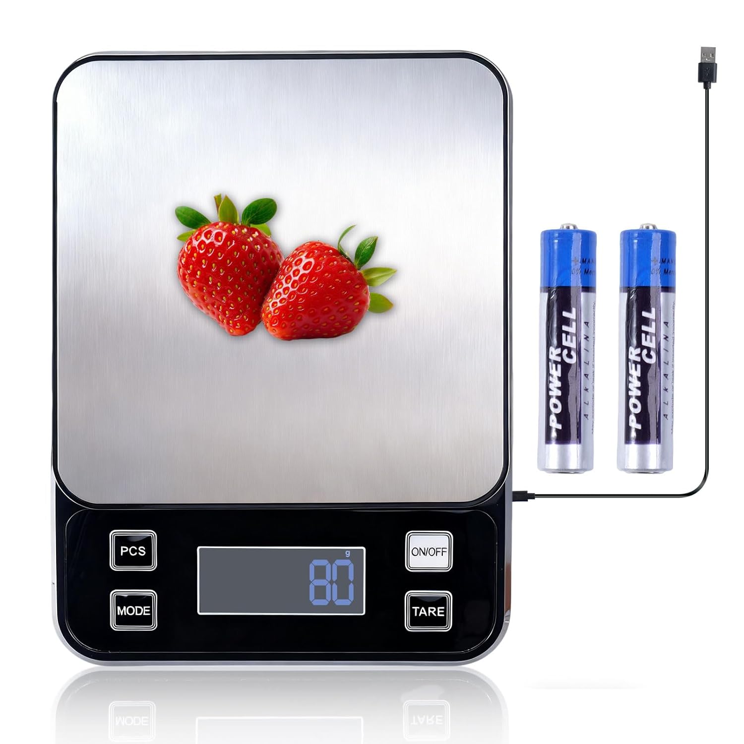 IP67 Waterproof Digital Kitchen Scale, 5kg/11lb Capacity with 0.1g Precision, Kitchen Scales for Food,USB Rechargeable Battery & 5 Units Conversion for Cooking, Baking - Food Scale