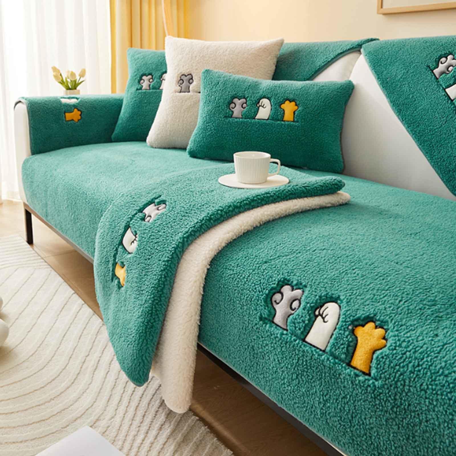 MTHGH Corner Sofa Cover L-shaped Sofa Cover 3-seater and 2-seater Sherpa Sectional Sofa Cover, Warm Anti-slip Sofa Cover Sofa Cover Washable Sectional Sofa.,F-90x180cm