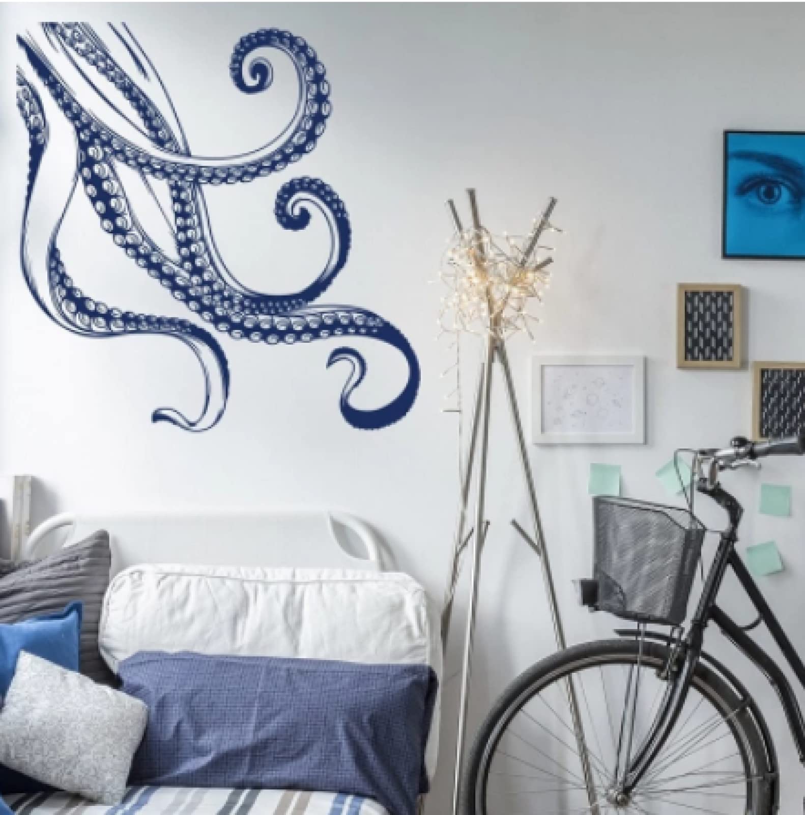 Octopus Tentacle Wall Sticker Crusu Nordic Octopus Bedroom Bathroom Ocean Restroom Glass Door Home Decor Vinyl Decal42x43cm