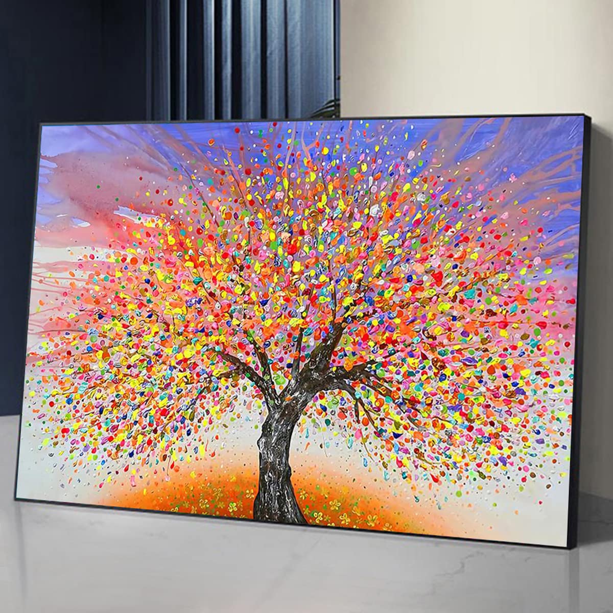 5D Diamond Painting Kit 'Weißer Baum' – Vollbild DIY Dekoration Fürs Wohnzimmer, 100x40 Cm