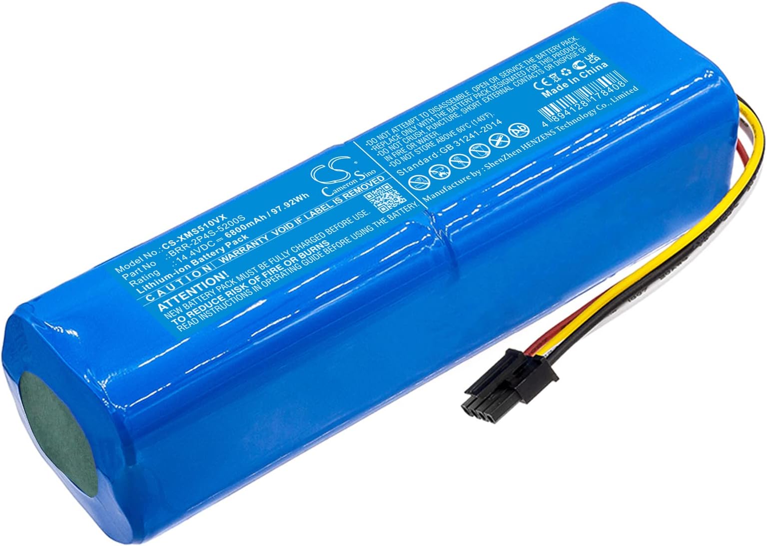 Replacement Battery for Dreame D10, D10 Plus, D10s, D9, D9 Max, D9 Pro, F9, L10 Pro, L10, L10 Pro Plus, P/N: P2008-4S2P-MMBK 6800mAh/14.4V