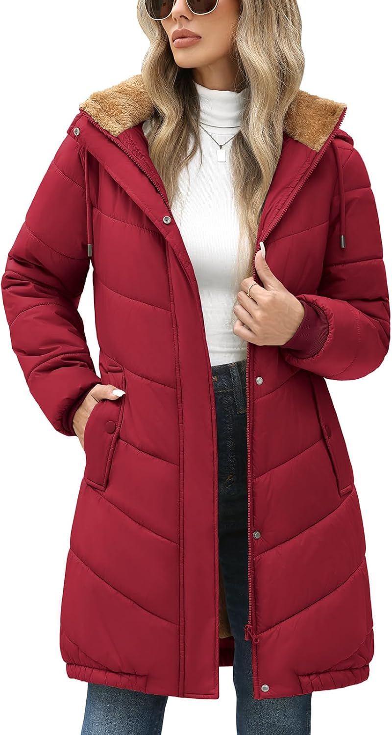 Yusongirl Long Winter Coats for Women Slightly Fitted Mid‑Length Design Keeps You Warm for Commuting & Skiing