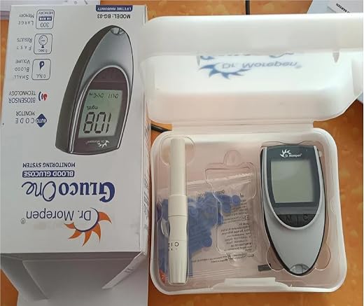 GOXNOR 1 Pcs CR-2032 Lithium Cell And Dr Morepen BG03 Glucometer Lancets 10 Pcs And 1 Lancing Device Only, White