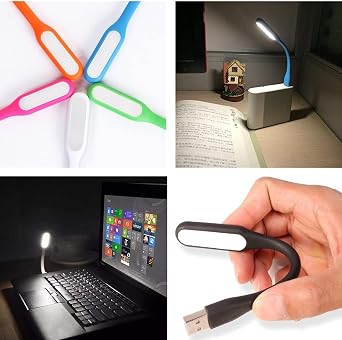 Flexible Mini USB LED Lamp Light Portable Night Light Compatible for Power Bank, Laptop, Notebook, Reading, Computer Keyboard USB Reading Light (8-Black)