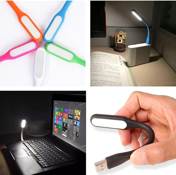 Flexible Mini USB LED Lamp Light Portable Night Light Compatible for Power Bank, Laptop, Notebook, Reading, Computer Keyboard USB Reading Light (8-Black)