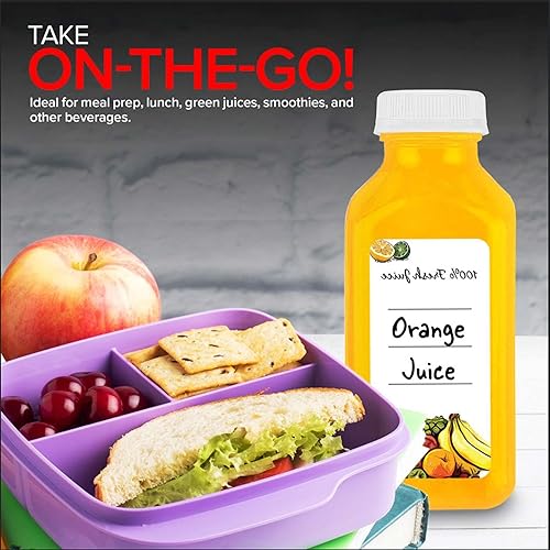 Miniatura 7 de Botellas de jugo con tapas para jugos y licuados, botellas de plástico vacías transparentes reutilizables con tapas, recipientes de bebida de 12