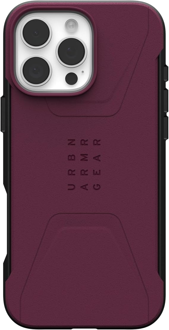 URBAN ARMOR GEAR UAG Designed for iPhone 16 Pro Max Case 6.9 Civilian - Compatible with MagSafe Charging Rugged Slim Sleek Shockproof Anti-Slip Military Grade Protective Cover, Bordeaux
