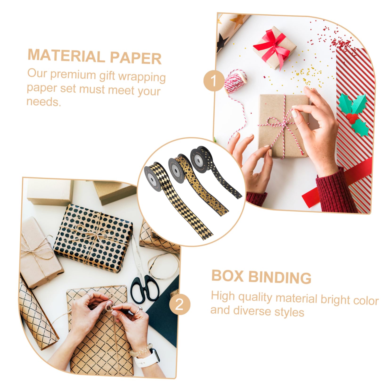 Gadpiparty 2 Set Nastro Da In Tessuto Stropicciato Sottile Spesso Per Artigianato In Raso Largo Per Regali Decorazioni Natalizie Nastro Decorativo In Poliestere Nero 3 * 2