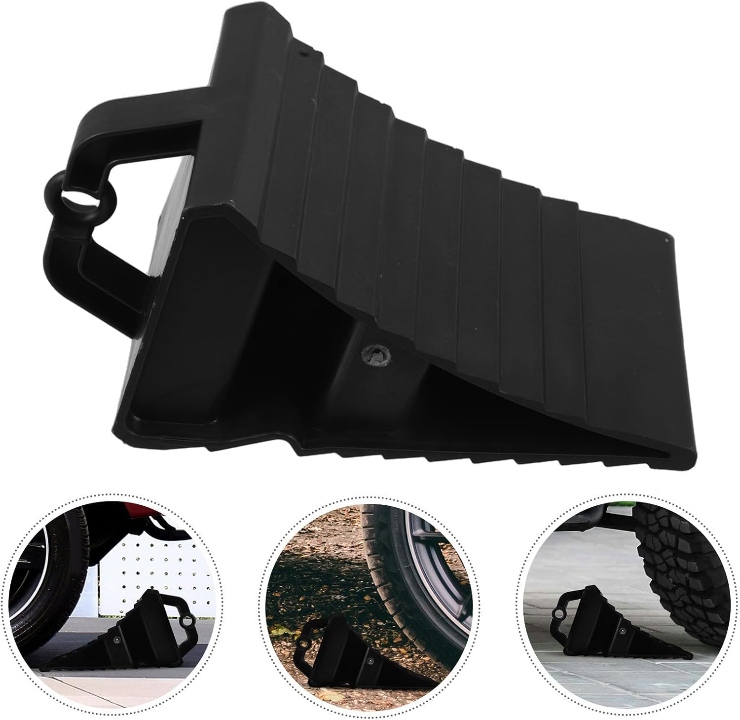 SHINEOFI Truck Wheel Chocks Portable Plastic Triangle Stops for Parking