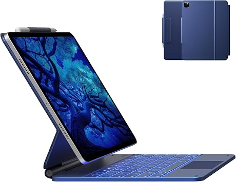 typecase Edge Keyboard Case for iPad Air 13"M4/M3/M2, 2026/2025/2024 & iPad Pro 12.9"6th/5th/4th/3rd Gen, Magic Keyboard with 11-Color Backlight, Multi-Touch Trackpad, Pencil Holder, Navy Blue