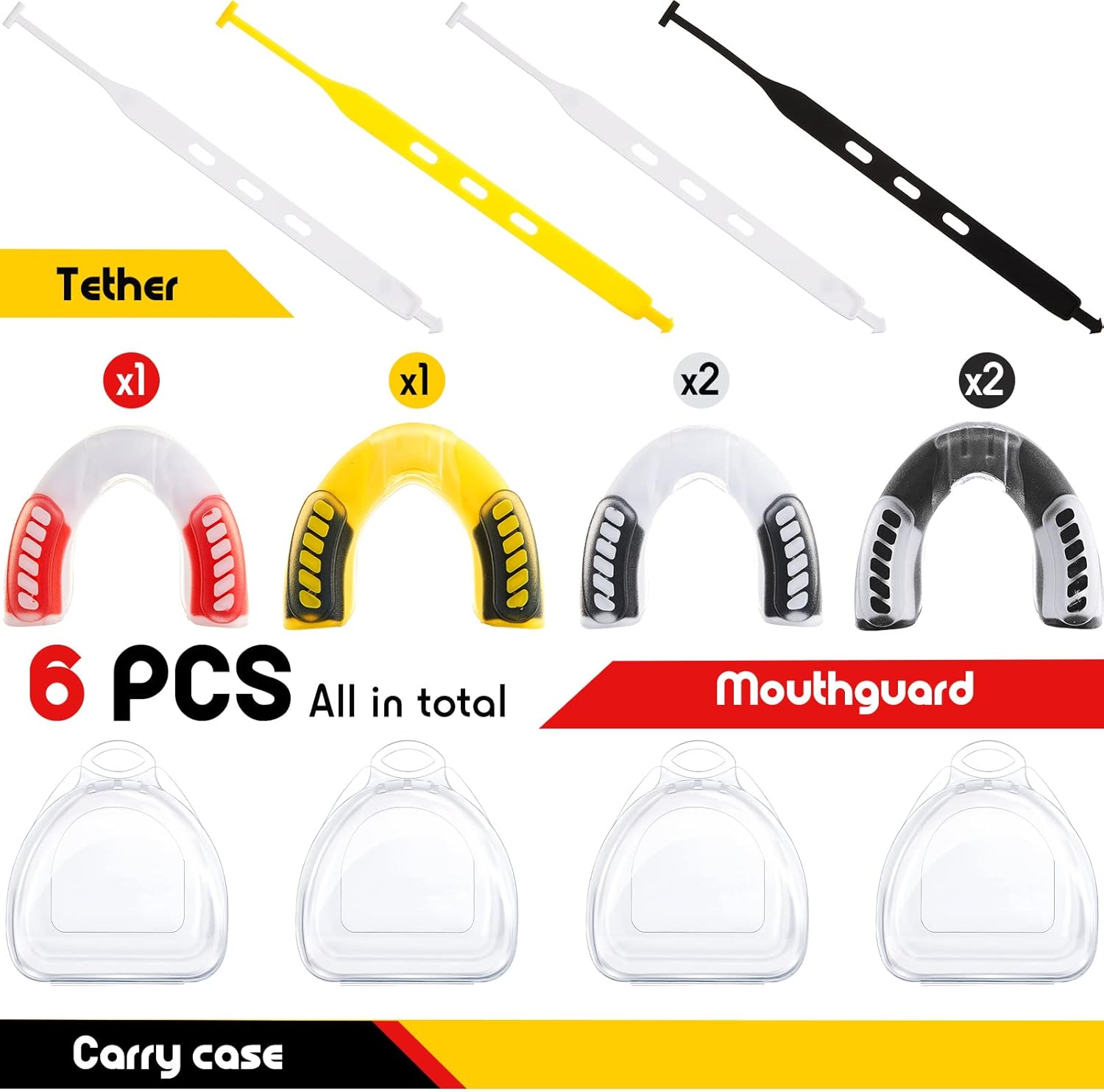 6 Pcs Kids Football Mouth Guard with Strap Football Mouthpiece Strapped Soft Sports Mouth Pieces Boxing Mouthguards for 6-12 Year Old Boy Girl Lacrosse Ice Hockey Basketball MMA Jujitsu Taekwondo Gear : Sports & Outdoors
