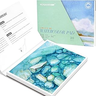 Watercolour Paper Block,Lightwish Hot Press Artist Watercolor Sketchbook,100% cotton/Acid-free,20 Sheets,7.48 * 5.31Inches 140lb/300gsm,Art Supplies for Adults, Artists, Students