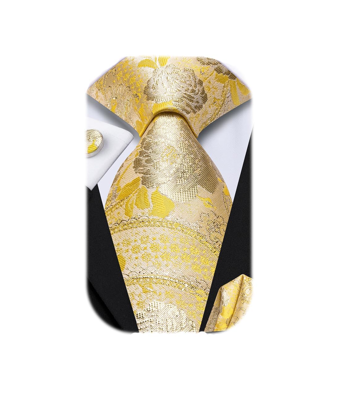 Dubulle Mens Paisley Striped Tie WOVEN Necktie for Men and Handkerchief Cufflinks Set Wedding Formal Business