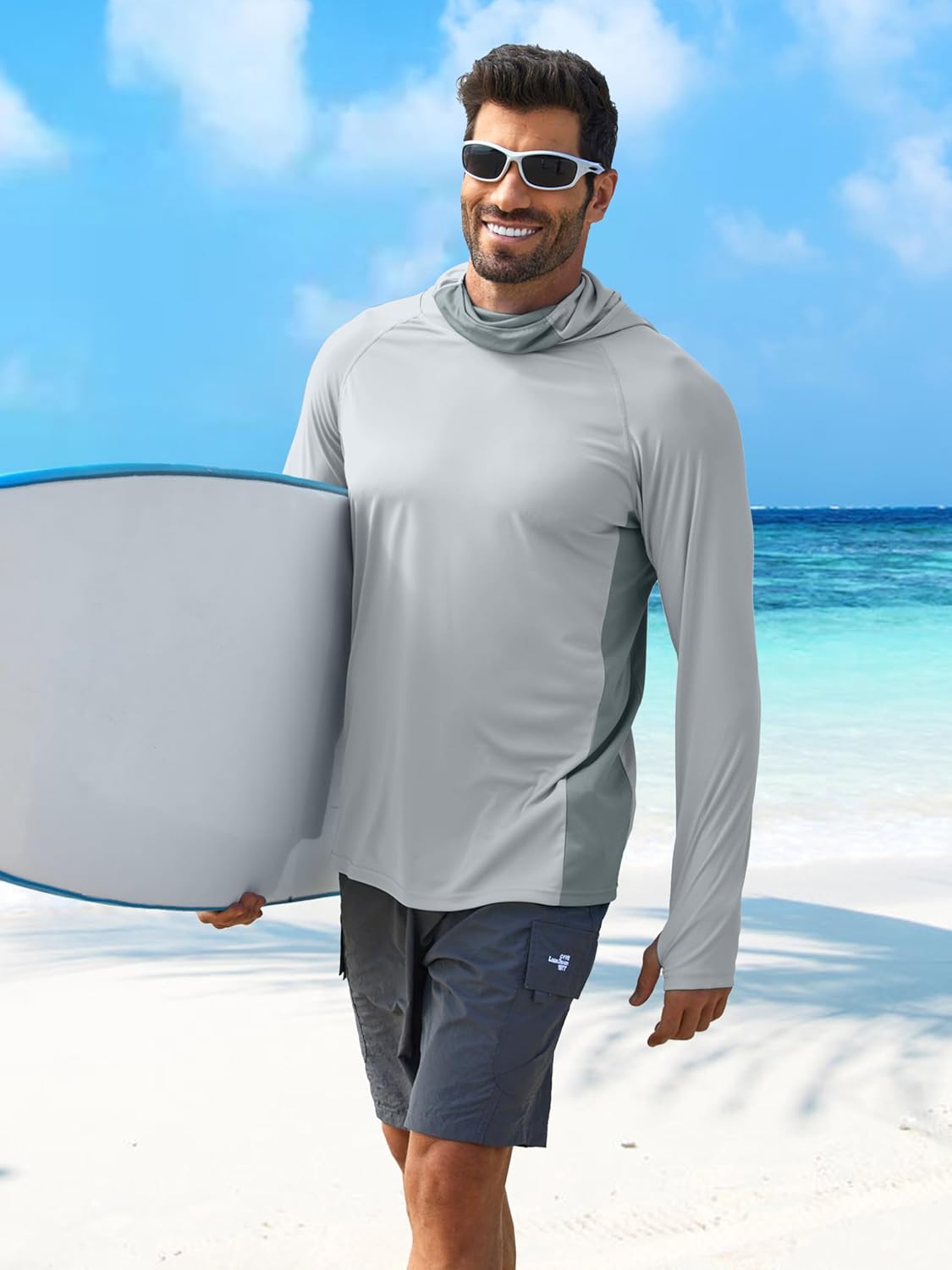 PINSPARK Men's Sun Protection Hoodie with Mask UPF 50+ UV Long Sleeve Shirt Men Rash Guard Performance Fishing Hiking Shirt - Image 3