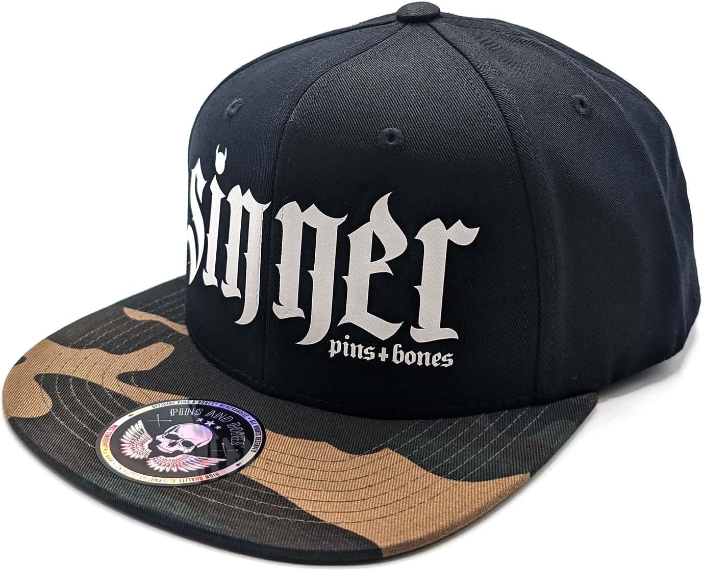 Pins & Bones Sinner Goth Hat Alternative Fashion Black Snapback Hat