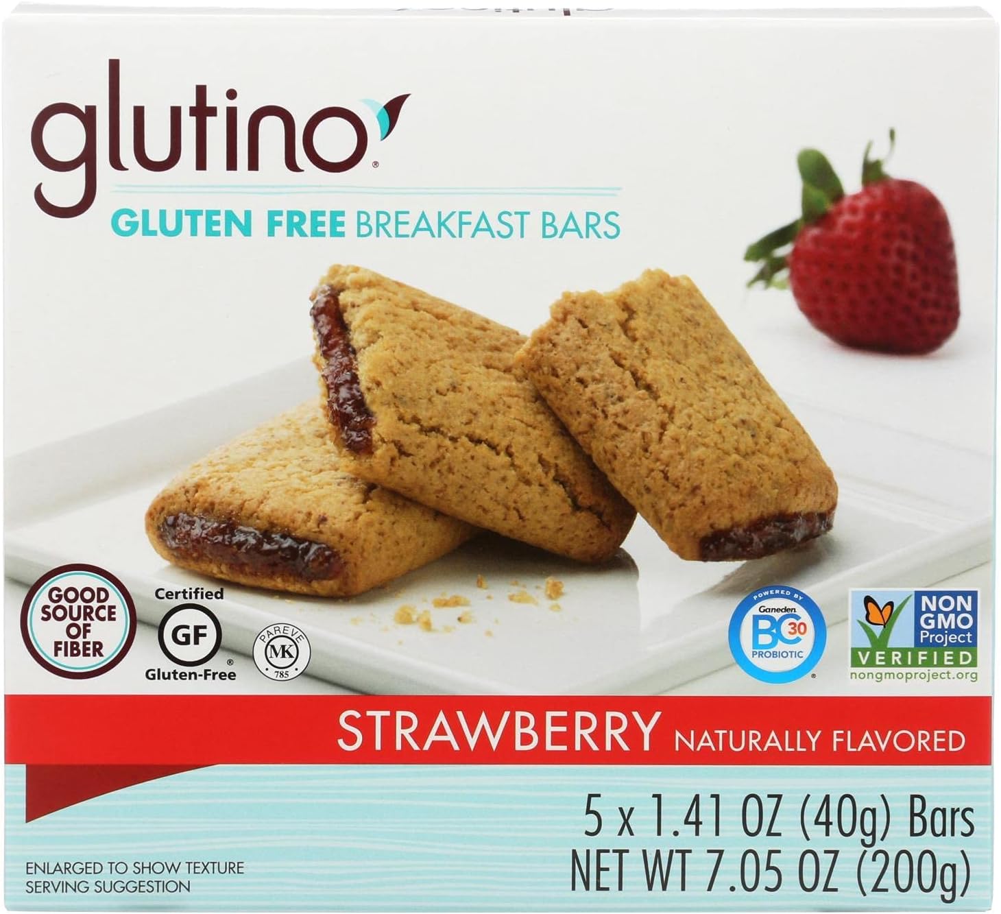 Glutino Breakfast Bars - Strawberry - Case of 12 - 7.05 oz.