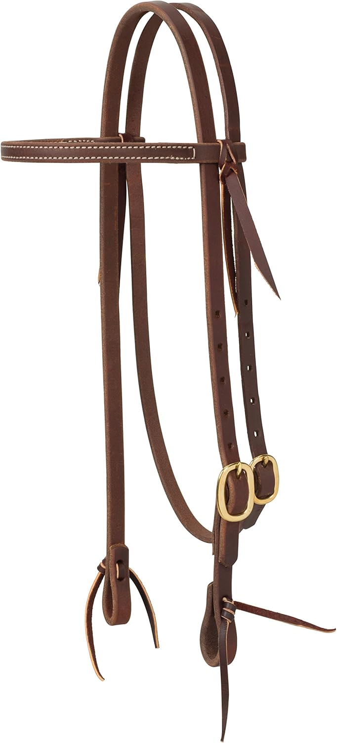 Weaver Leather Working Tack Straight Browband Brass Single Buckle Headstall, Oiled Canyon Rose, 5/8" (10-0720)