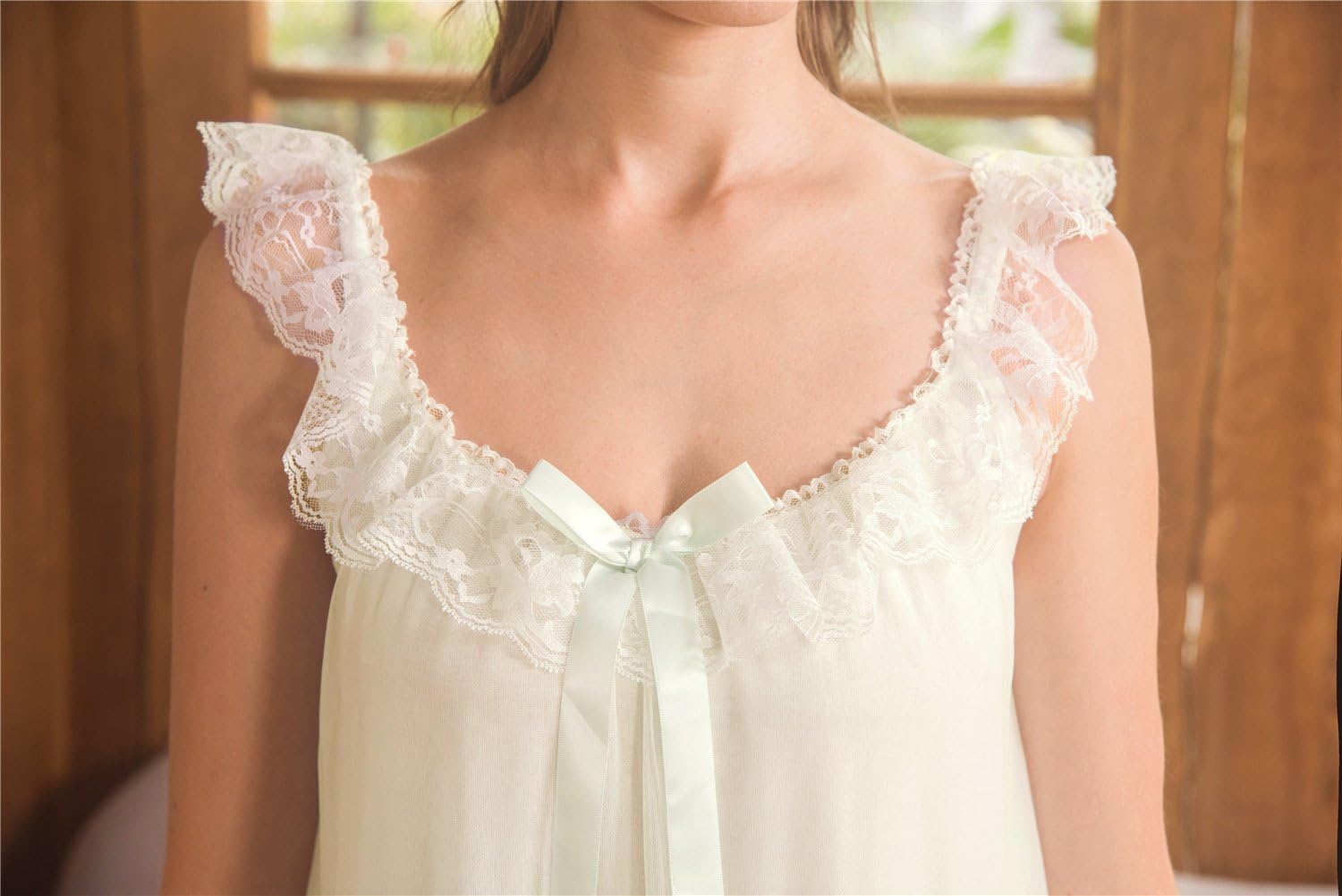 Women's Lace Vintage Victorian Nightgown Ladies Sleeveless Sleep Dress - Image 5