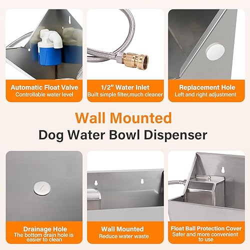 Miniatura 7 de PAUQEWIE - Dispensador automático de agua para perros de 2 galones de llenado automático, bebedero para ganado al aire libre, comedero para perros