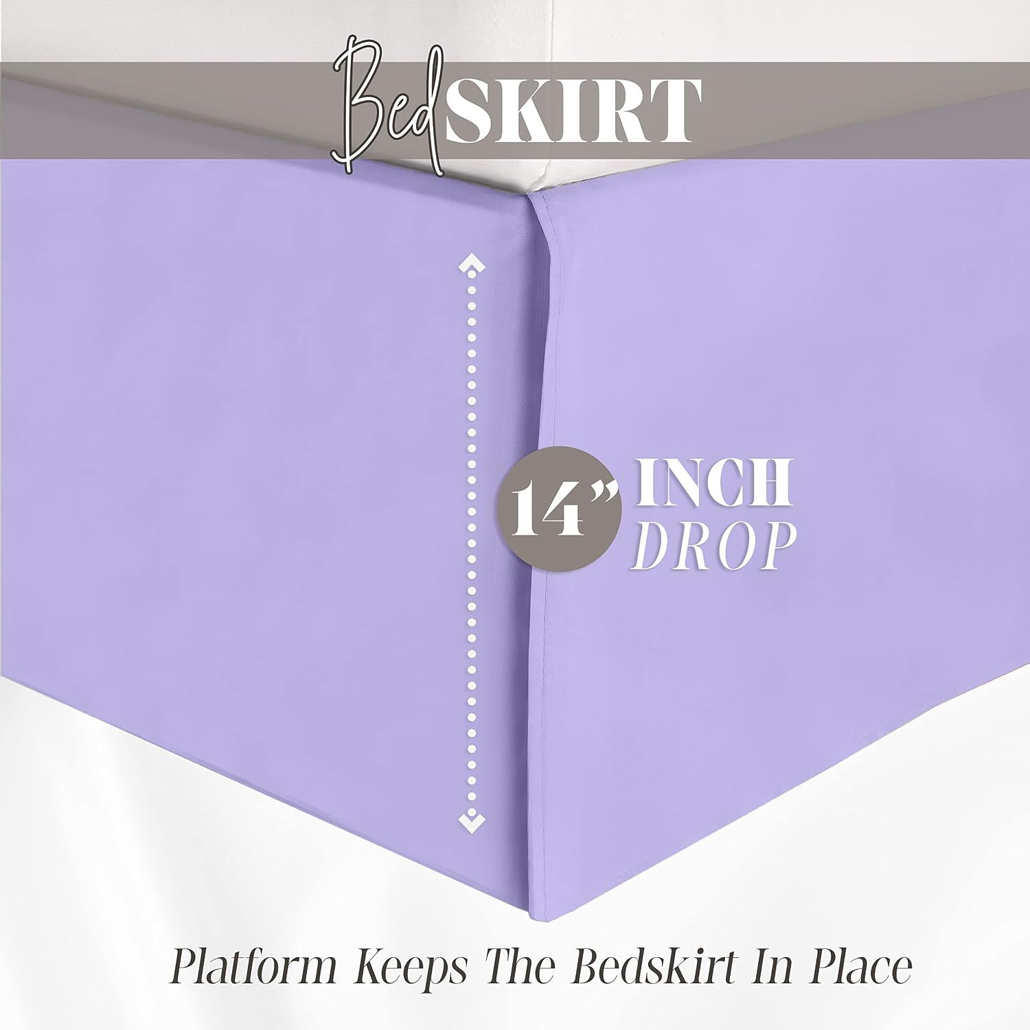 Elegant Comfort 1500 Thread Count Wrinkle & Fade Resistant Egyptian Quality Bed Skirt/Dust Ruffle - Pleated Tailored 14inch Drop, California King, Lilac