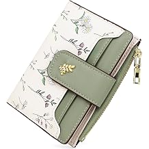 Purses for Women Ladies Purse mit Credit Card Holder Small Womens Wallet with Floral Design | Green Bifold Wallet with Card Holder & Coin Pocket | Multiple Card Slots RFID Blocking