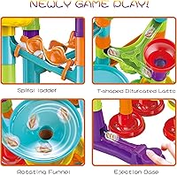 113-Piece Marble Run Construction Toy Kit with Swivel Funnels & Spiral Tracks - STEM Toys for Kids Ages 3-8, Birthday Gift