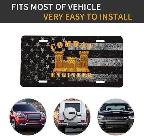 Miniatura 7 de Placa de matrícula de ingeniero de combate de aluminio, cubierta decorativa para placa de matrícula